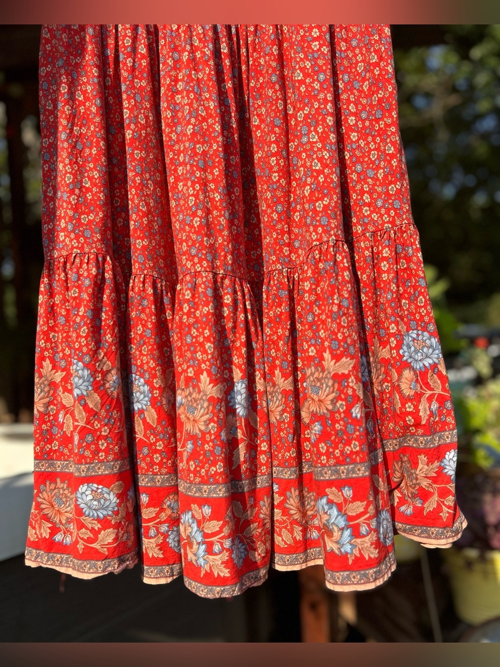 Natural Life Hanna Convertible Maxi Skirt Red Floral Border - Picture 6 of 7